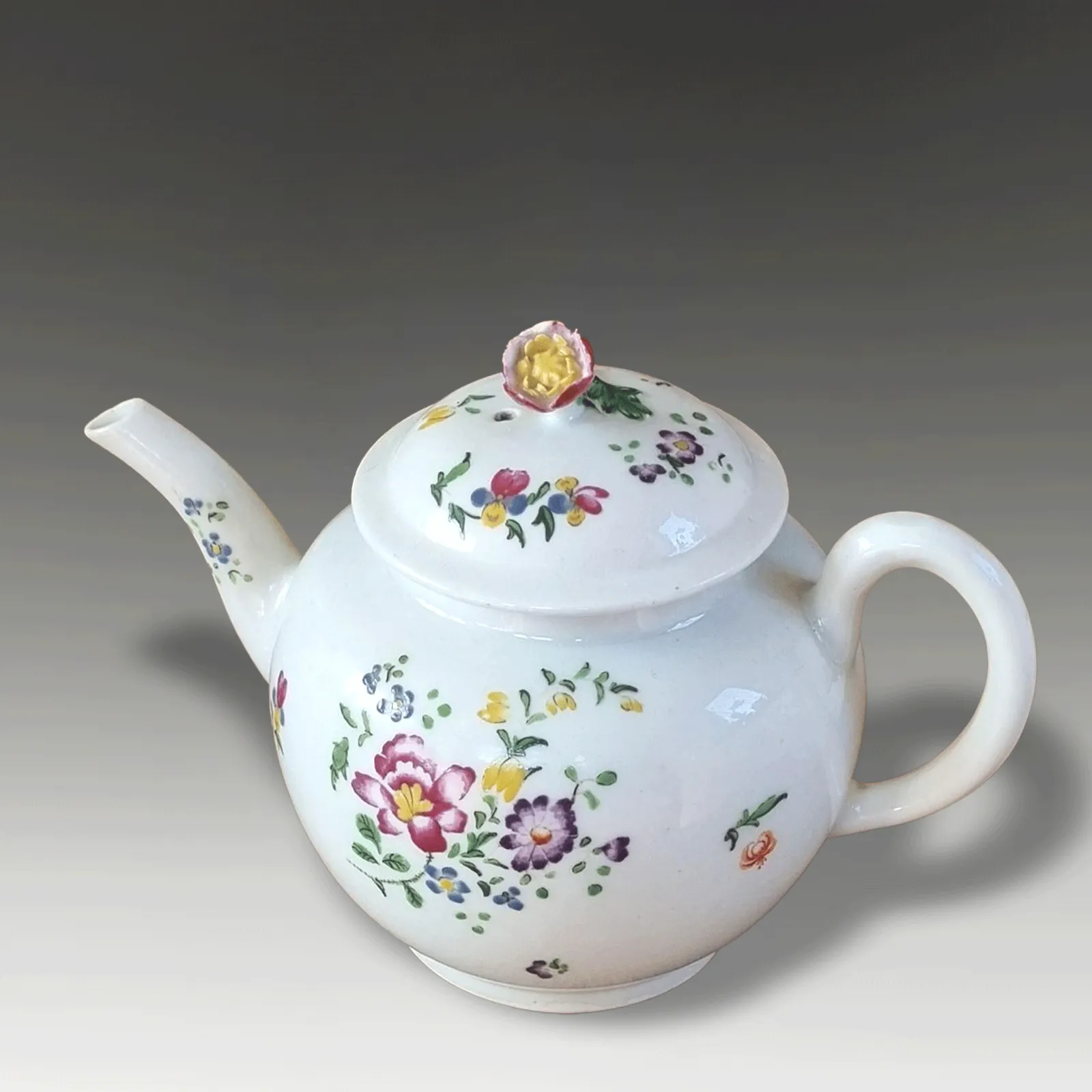 First Period Early DR Wall Worcester "Meissen" Botanical Teapot  Circa 1765