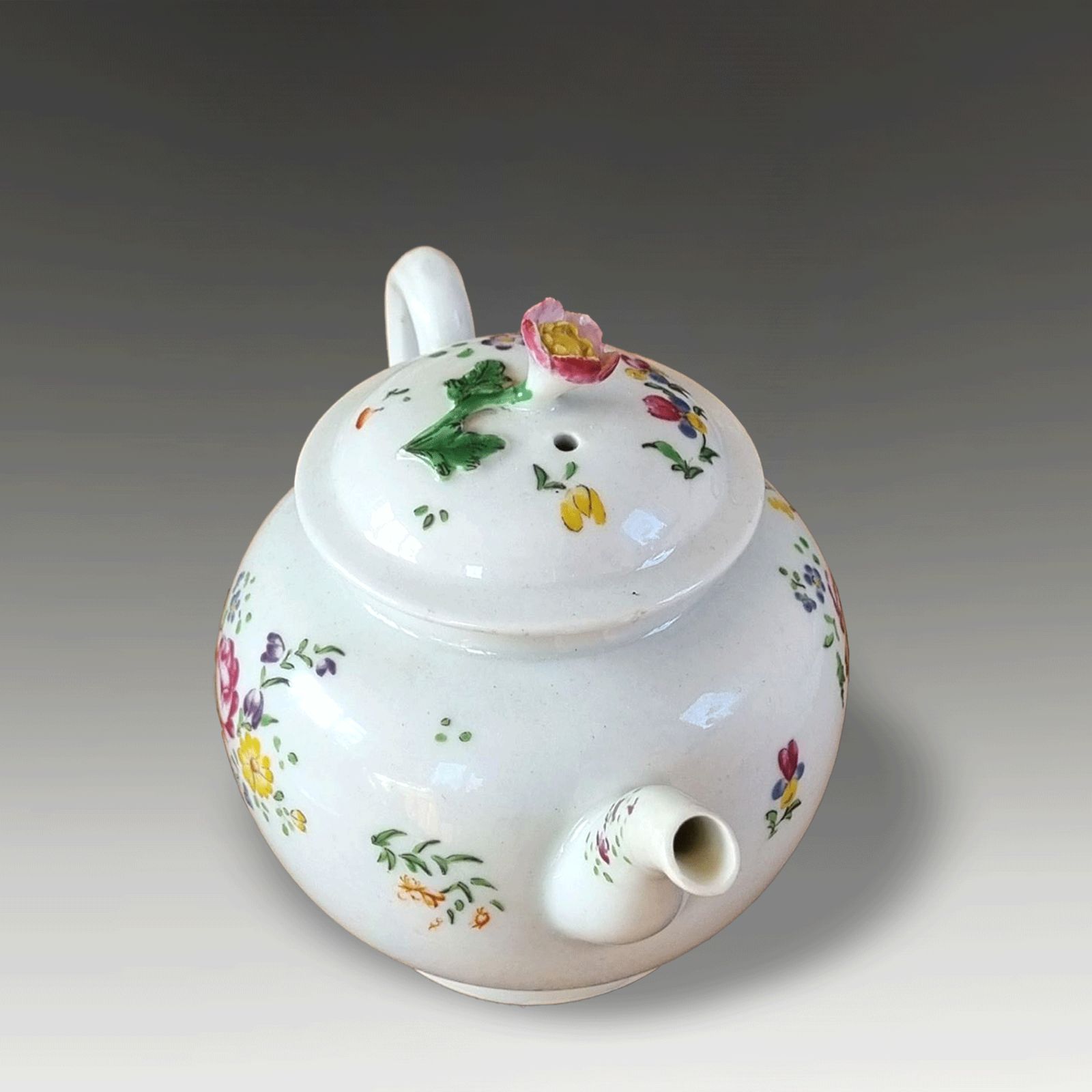 First Period Early DR Wall Worcester "Meissen" Botanical Teapot  Circa 1765 photo for sale