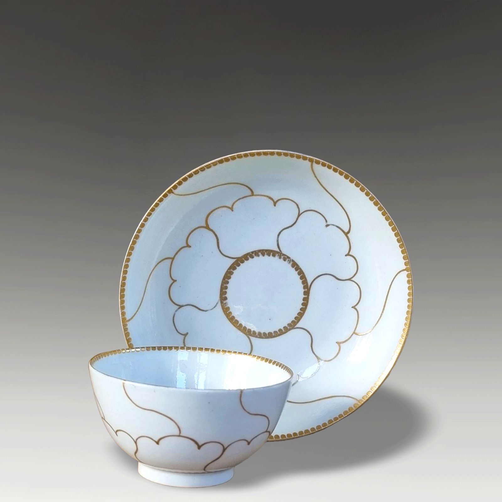 First Period DR Wall Worcester Tea Bowl And Saucer By James Giles  Circa 1768 photo for sale