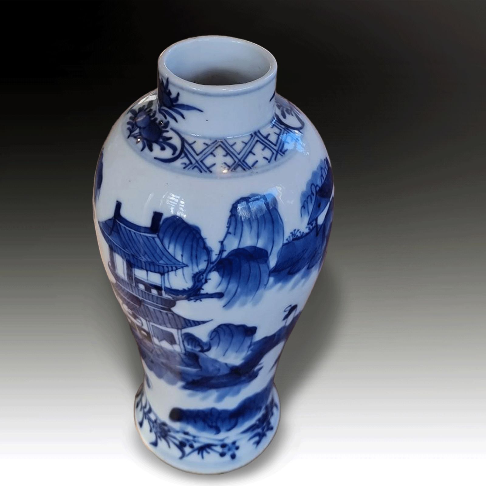 Chinese Qing Dynasty Vase  Cobalt Blue And White "Master Of The Rocks" 18cm H photo furniture