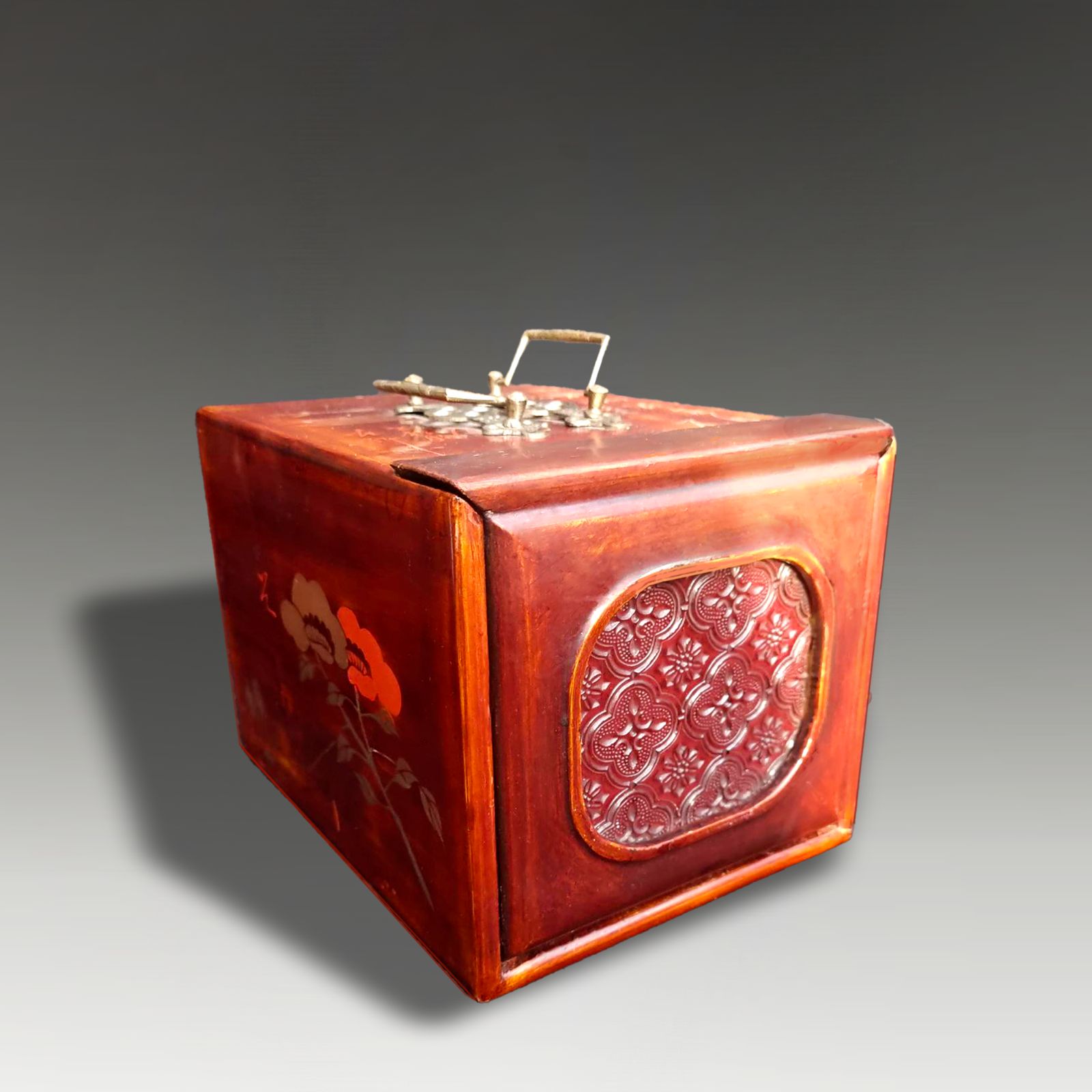 Antique Chinese Qing Dynasty Travelling Jewellery Case W Calligraphy Late 19th C photo furniture