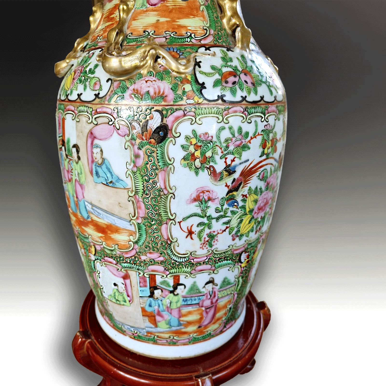 Antique Chinese "Rose Medallion" V. Large Vase Mid 19th Century Superb Quality photo vinterior