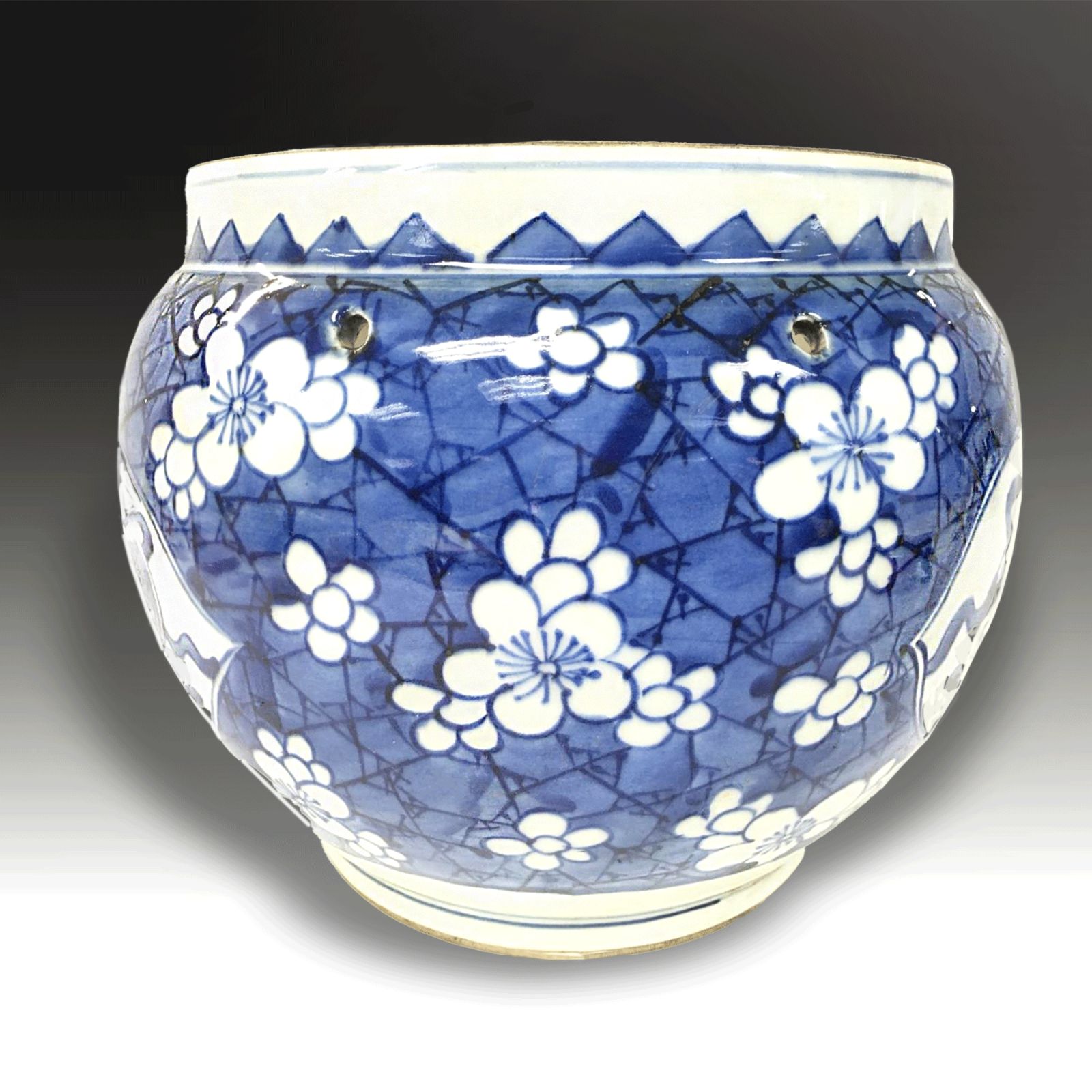 Chinese 18th C Rare Hanging Bowl. Cobalt Blue And White  Qianlong Period  17cm H photo Home Decor