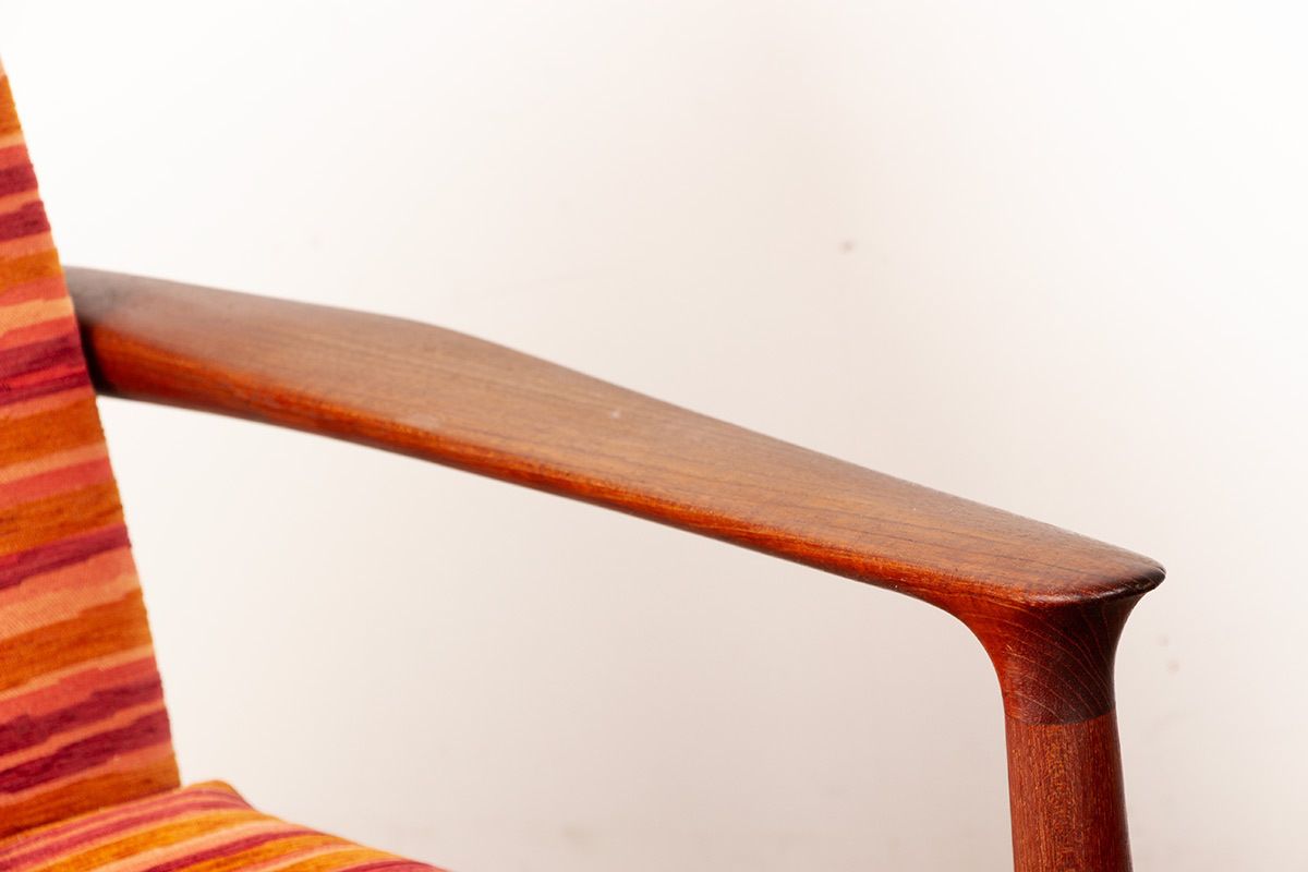 3200.0 Pair Of Danish Armchairs In Solid Teak And Fabric, Model Gm5 By Svend Aage Eriksen For Glostrup 1960. photo