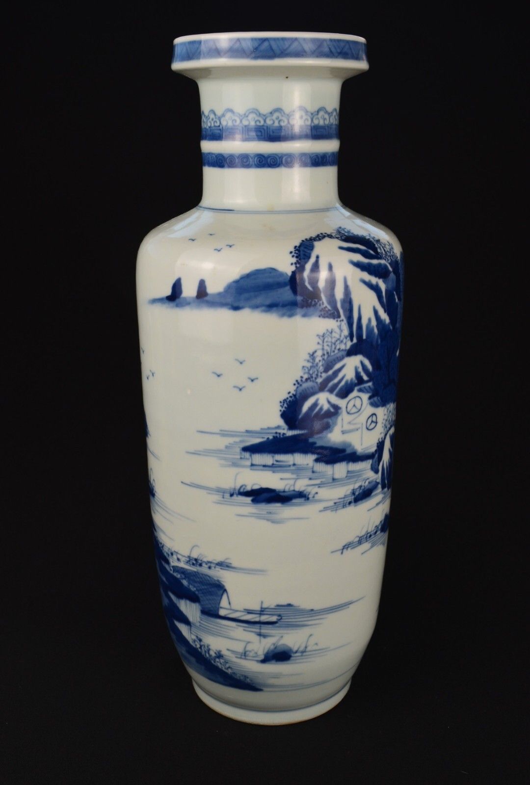 Antique Chinese Rouleau Vase Kangxi Period Form. Qing Dynasty 38cm 18th /19th C photo vinterior