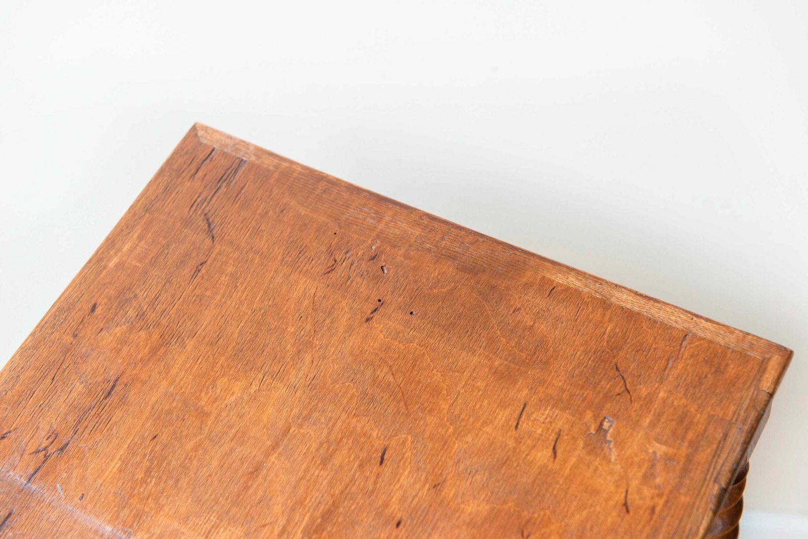 photo for sale Antique Barley Twist Table, Oak Side Table With Turned Legs, Hand Carved Wooden Coffee Table, Rustic Accent Table