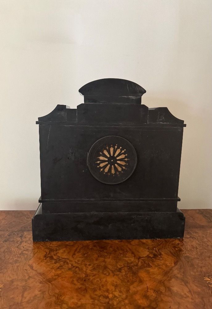 Pretty Victorian Marble Inlaid Mantle Clock photo vinterior
