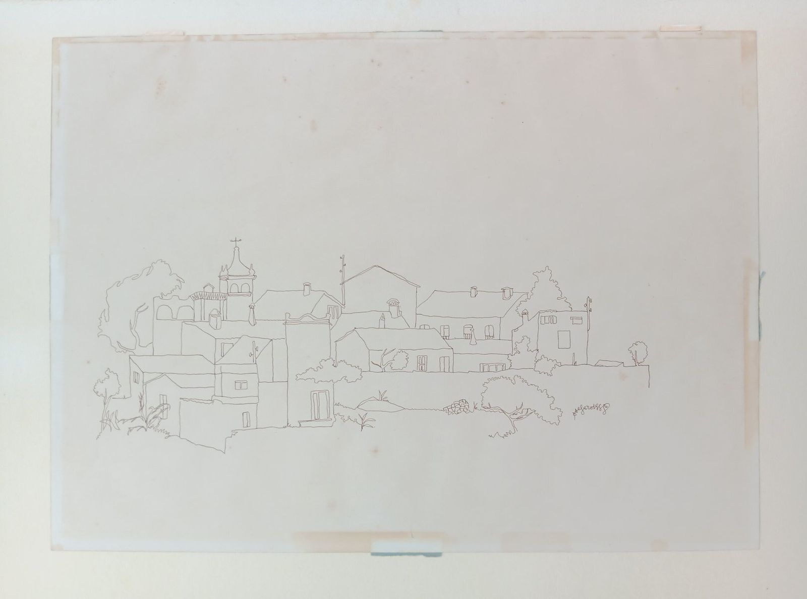 Andreu Alfaro, Urban Landscape Of Valencia, 1958, Ink Drawing photo furniture