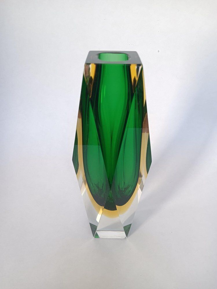 Faceted Sommerso Murano Glass Vase, 1970s photo for sale