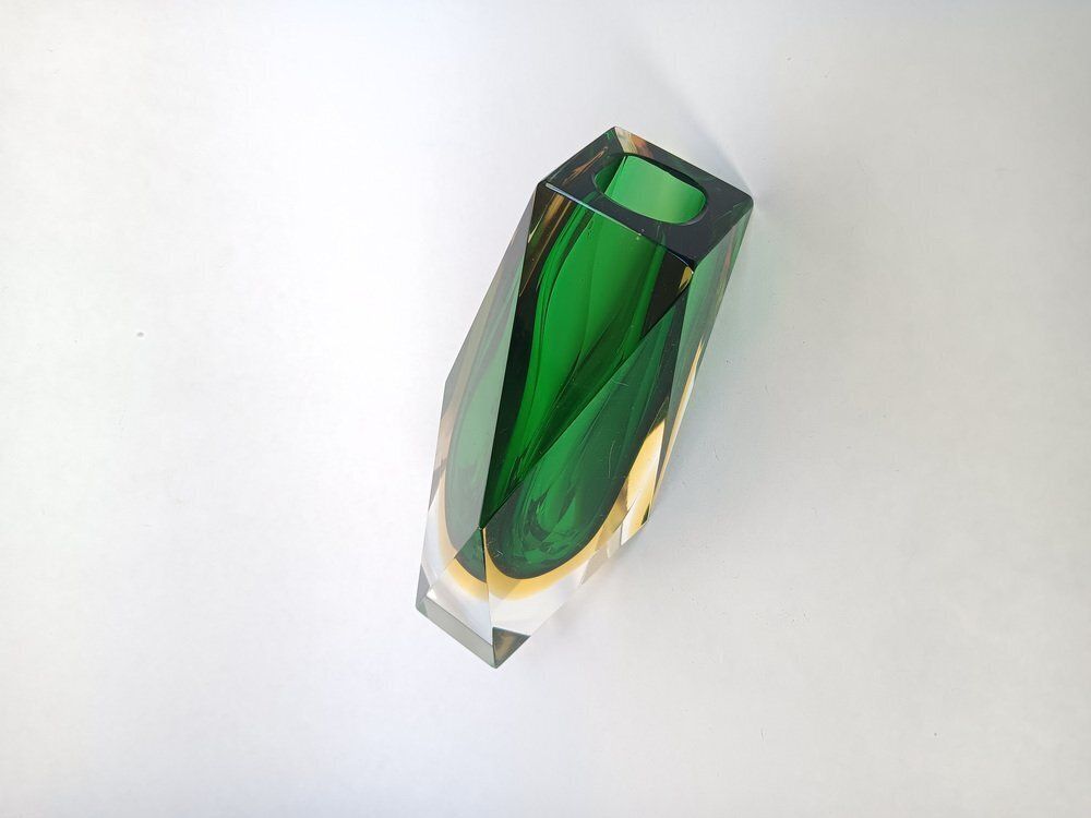 Faceted Sommerso Murano Glass Vase, 1970s photo 265.0