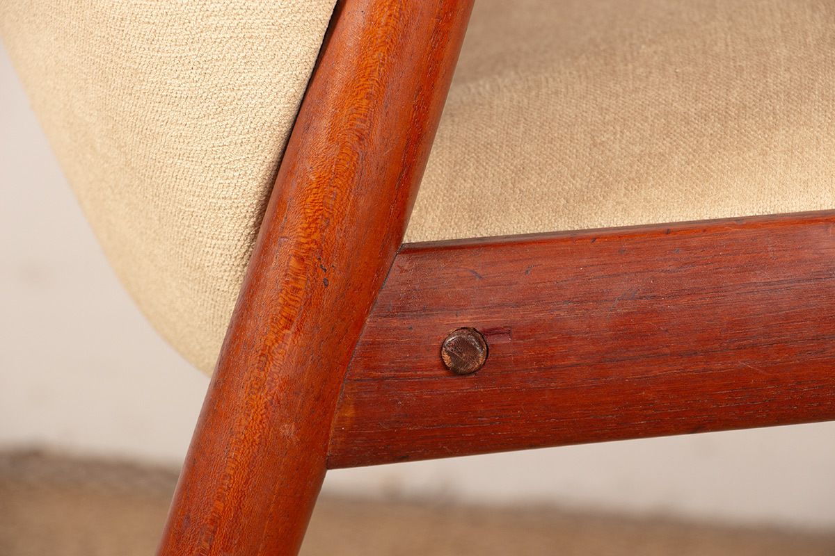 photo vintage Paire de fauteuils scandinaves en teck et tissu, modèle New Tyrol par Gerhard Berg pour Westnofa, 1960.