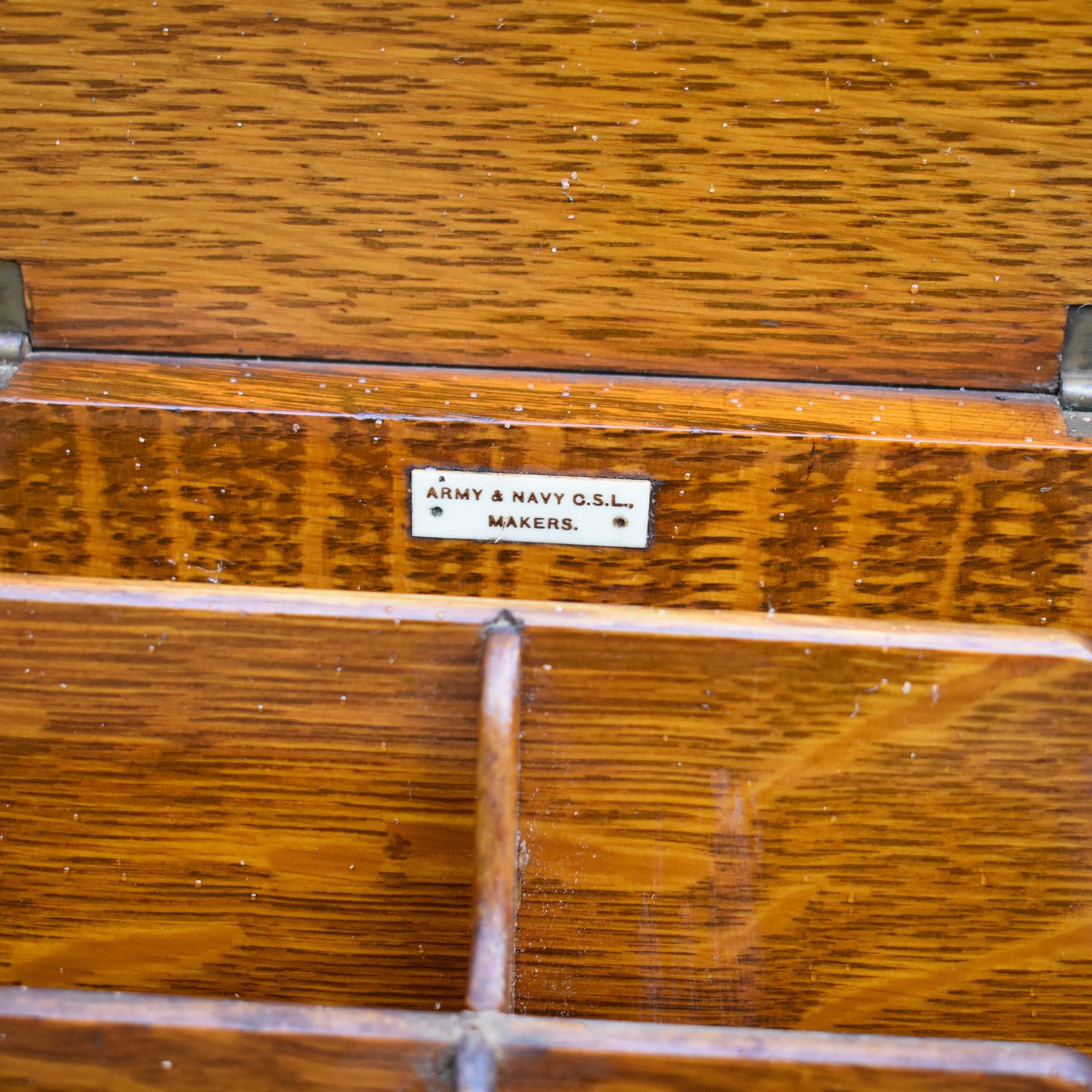 Antique Army & Navy English Oak Campaign Field Travelling Stationery Cabinet photo furniture