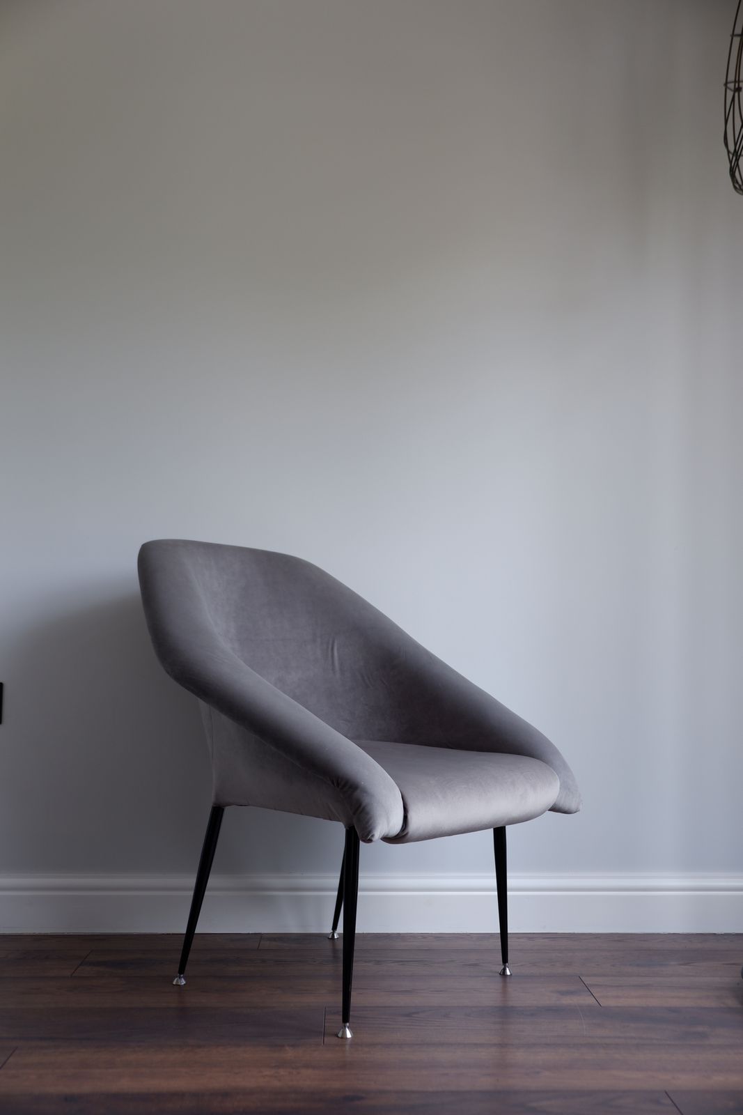 photo for sale Set Of 2 Grey Velvet Mid Century Modern Ewa/Koln Armchairs 1960s Mcm