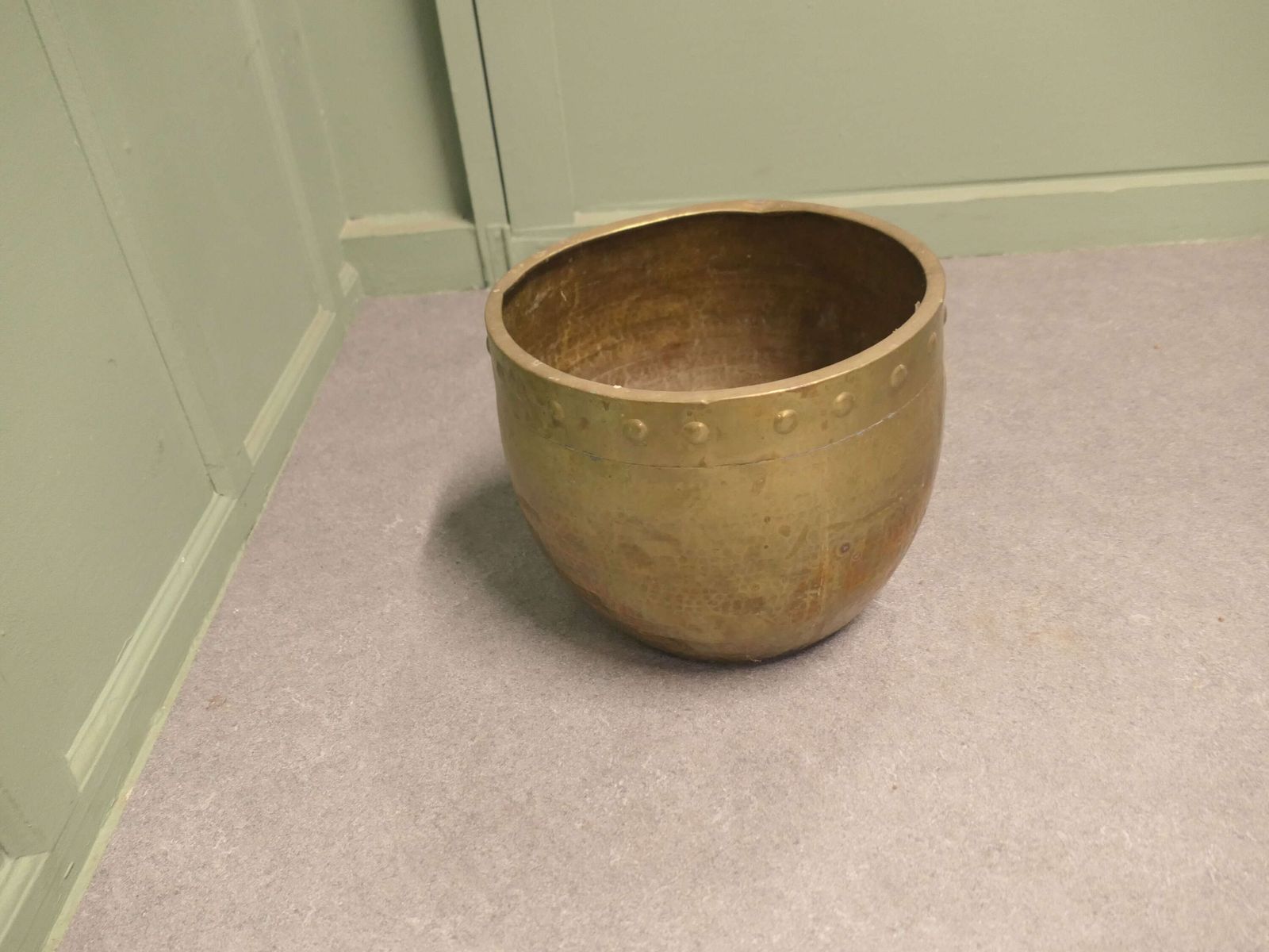 Brass Arts And Crafts Riveted Jardiniere photo Garden Decor