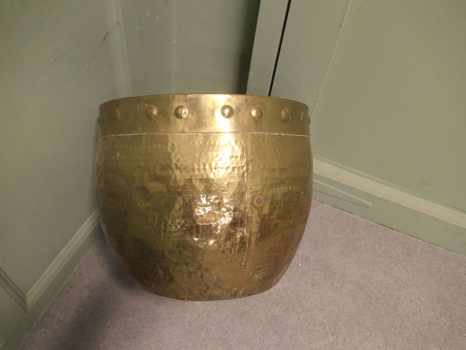 Brass Arts And Crafts Riveted Jardiniere photo 480.0