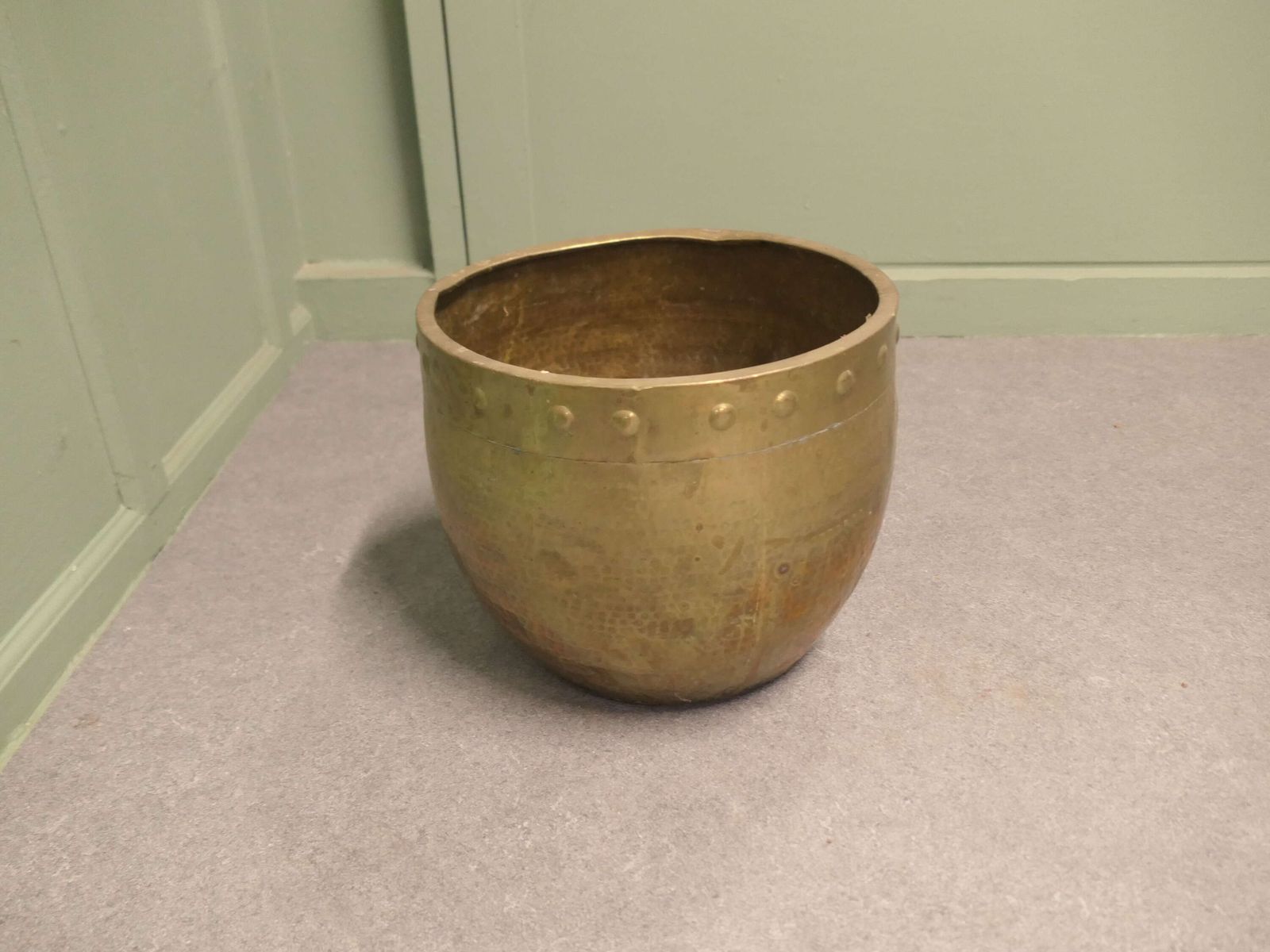 Brass Arts And Crafts Riveted Jardiniere photo buy