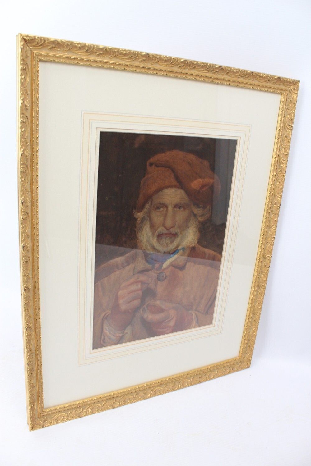 Art Antique Watercolour Neapolitan Fisherman photo