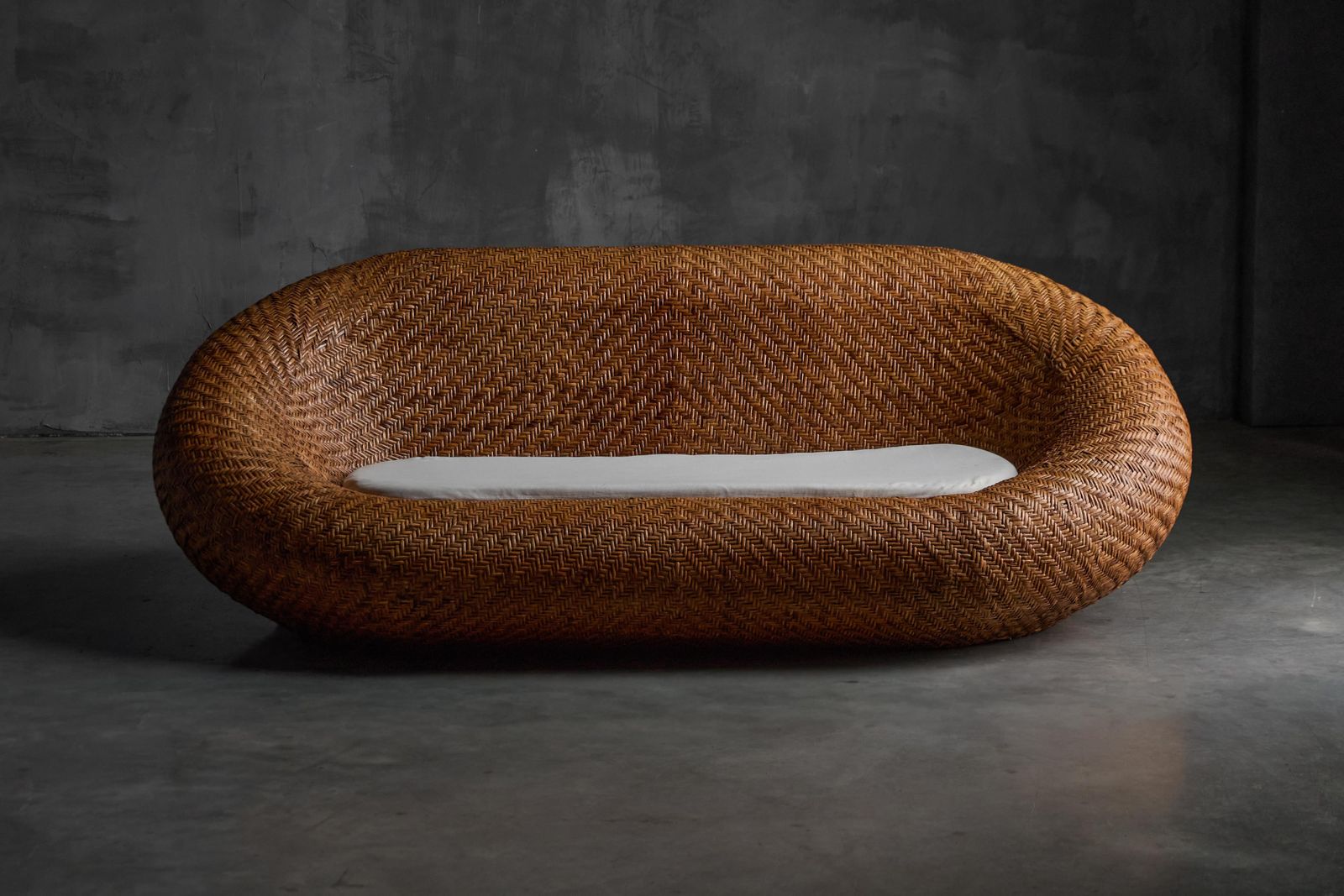 Mid Century Woven Wicker Sofa, France, 1970s photo for sale