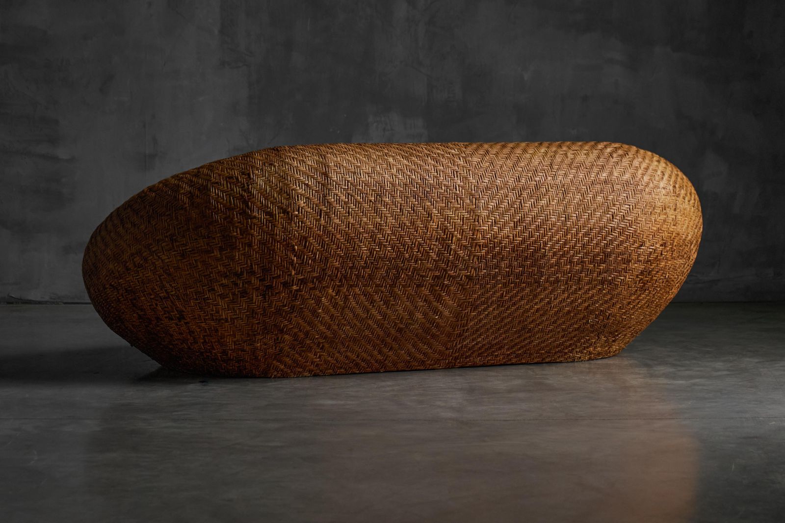 Mid Century Woven Wicker Sofa, France, 1970s photo vintage