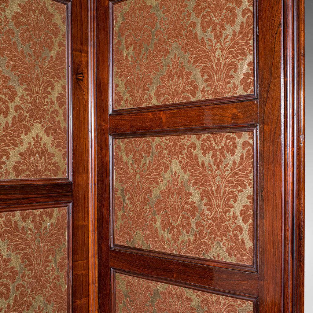 Large Antique 4 Panel Privacy Screen, English Room Divider, Needlepoint, Regency photo 5050.0