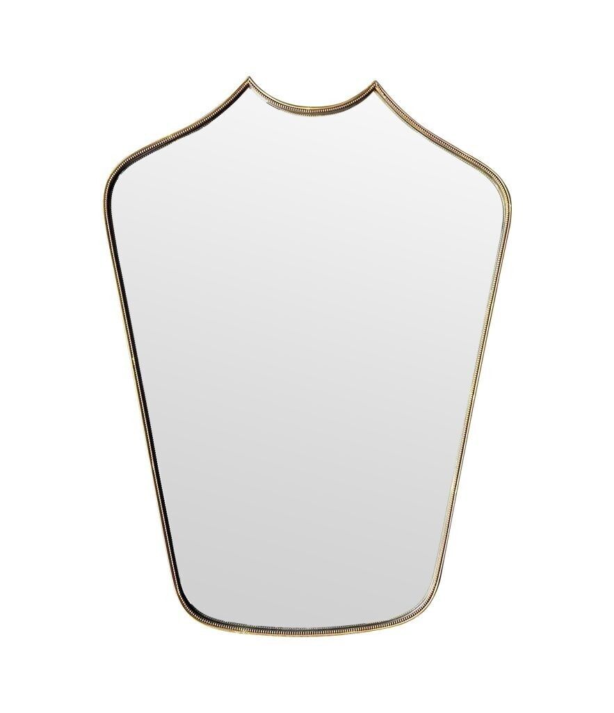 An Orignal Unusual 1950s Italian Brass Framed Mirror, With Beaded Detailing photo buy
