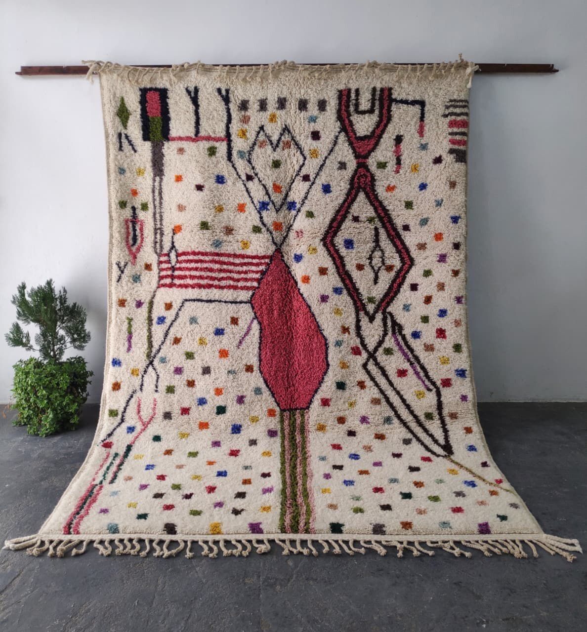 Large Artistic Moroccan Rug With Abstract Figures & Symbols 300x200 Cm photo furniture