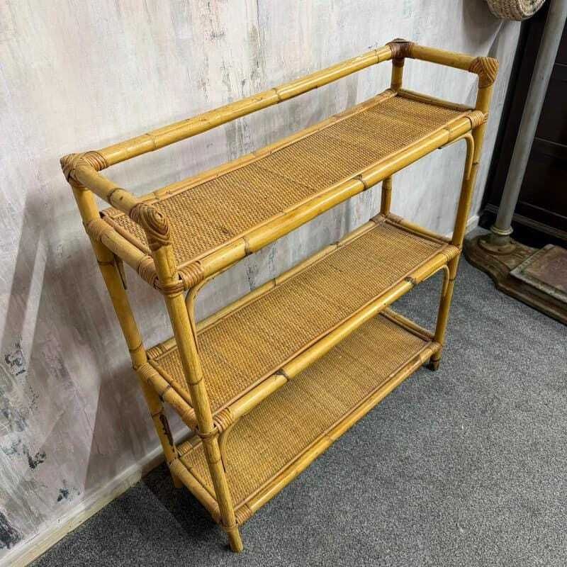 Retro 3 Tier Bamboo Shelving Unit Bookcase Bathroom Storage photo Furniture