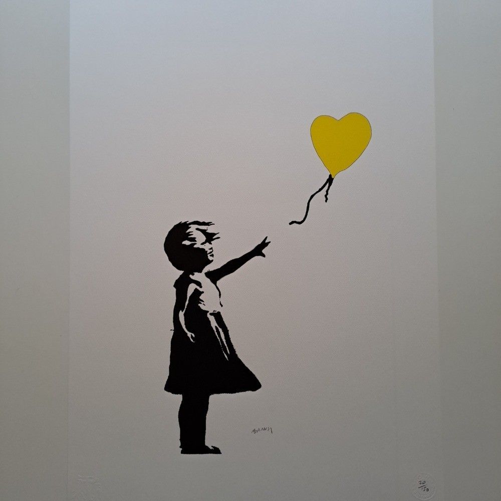 Banksy Art Print Balloon Girl Certificate photo for sale