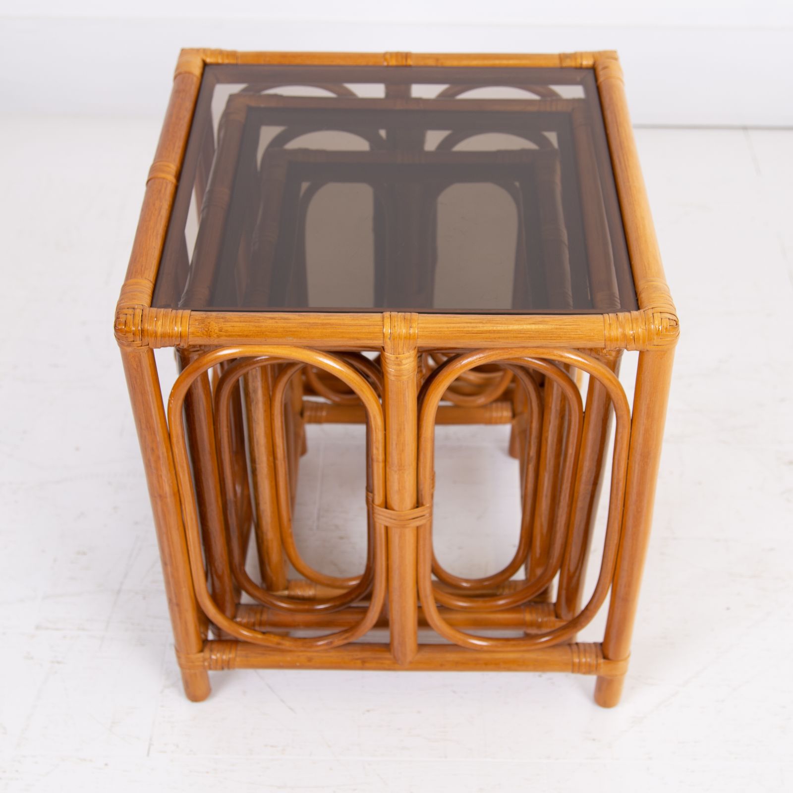 Furniture Nest Of 3 Mid Century Bamboo Side Tables photo