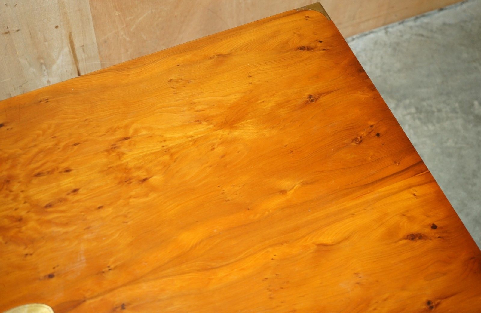 photo for sale Fully Restored French Polished Harrods Kennedy Military Campaign Coffee Table