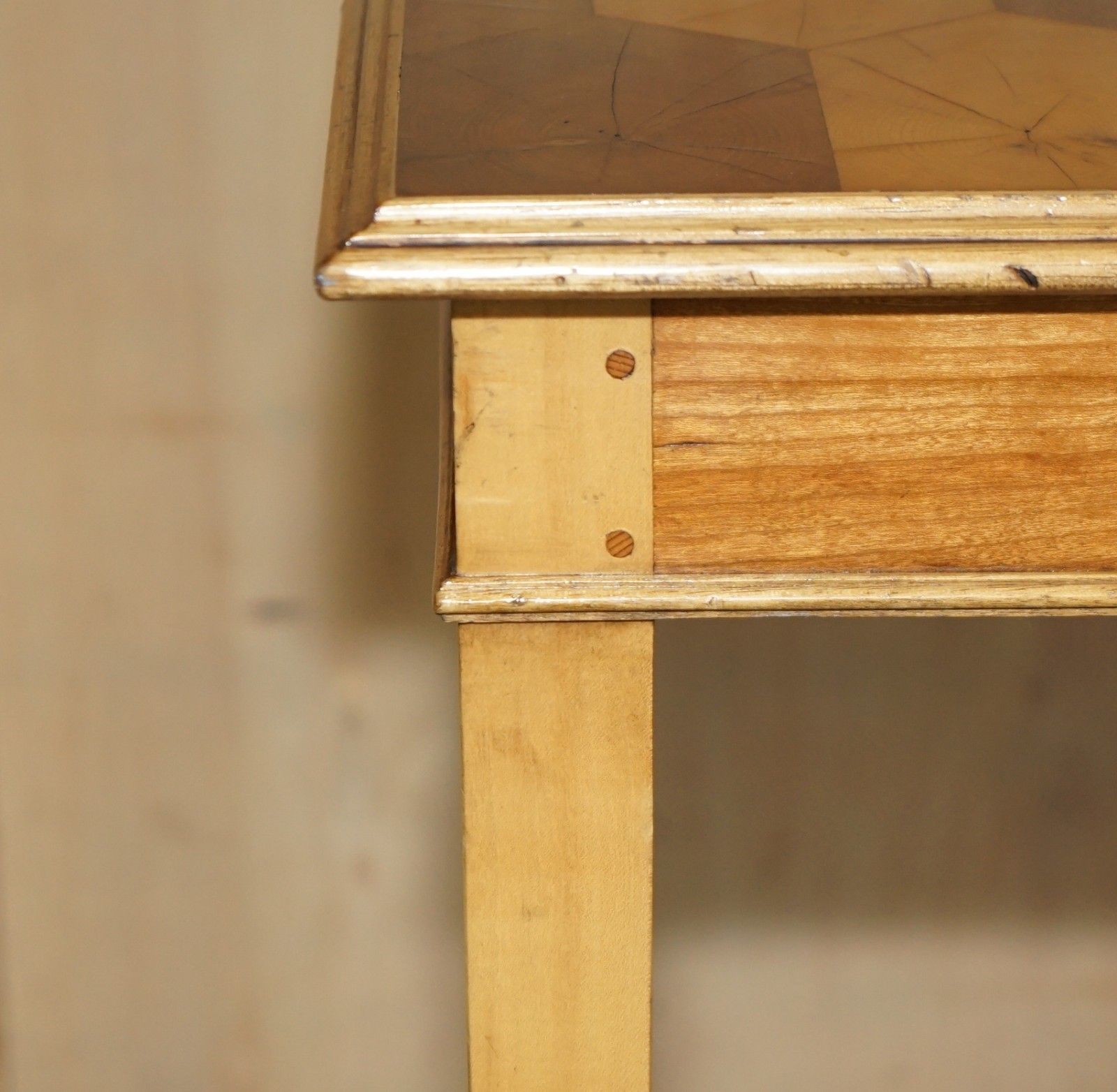 Furniture Exquisite Super Decorative Circa 1920's Oyster Laburnum Wood Console Table photo