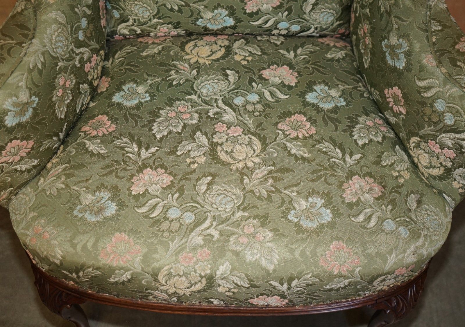 Furniture Sublime Antique Howard & Son's William Morris Mahogany Framed Wingback Armchair photo