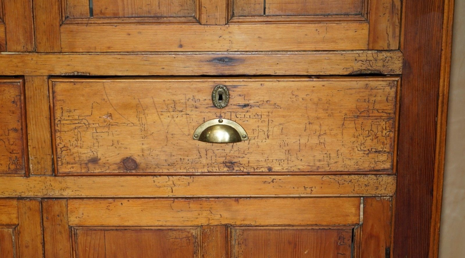Perfectly Formed Antique Georgian Circa 1780 Panelled Pine Housekeepers Cupboard photo 6850.0