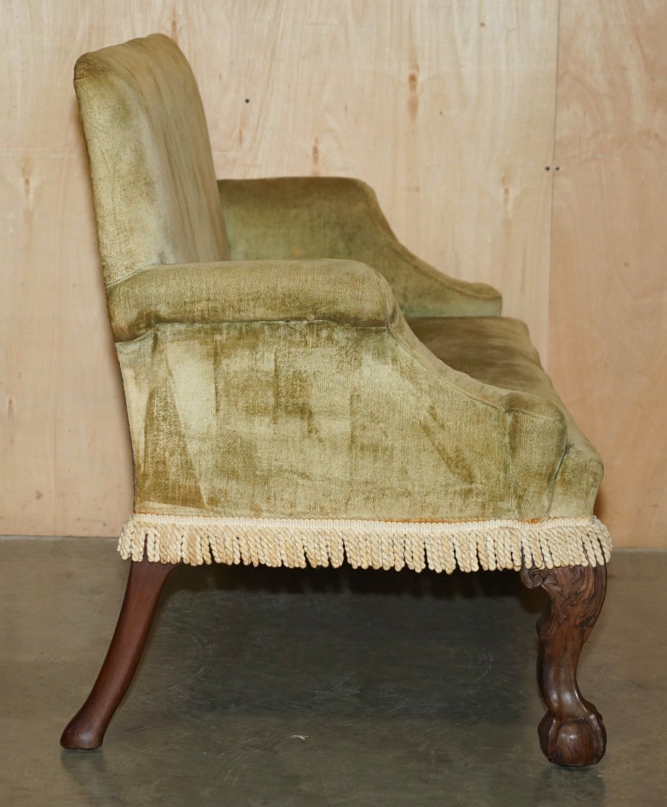 5940.0 Fine Antique George III Circa 1780 Hand Carved Settee Sofa With Claw & Ball Legs photo