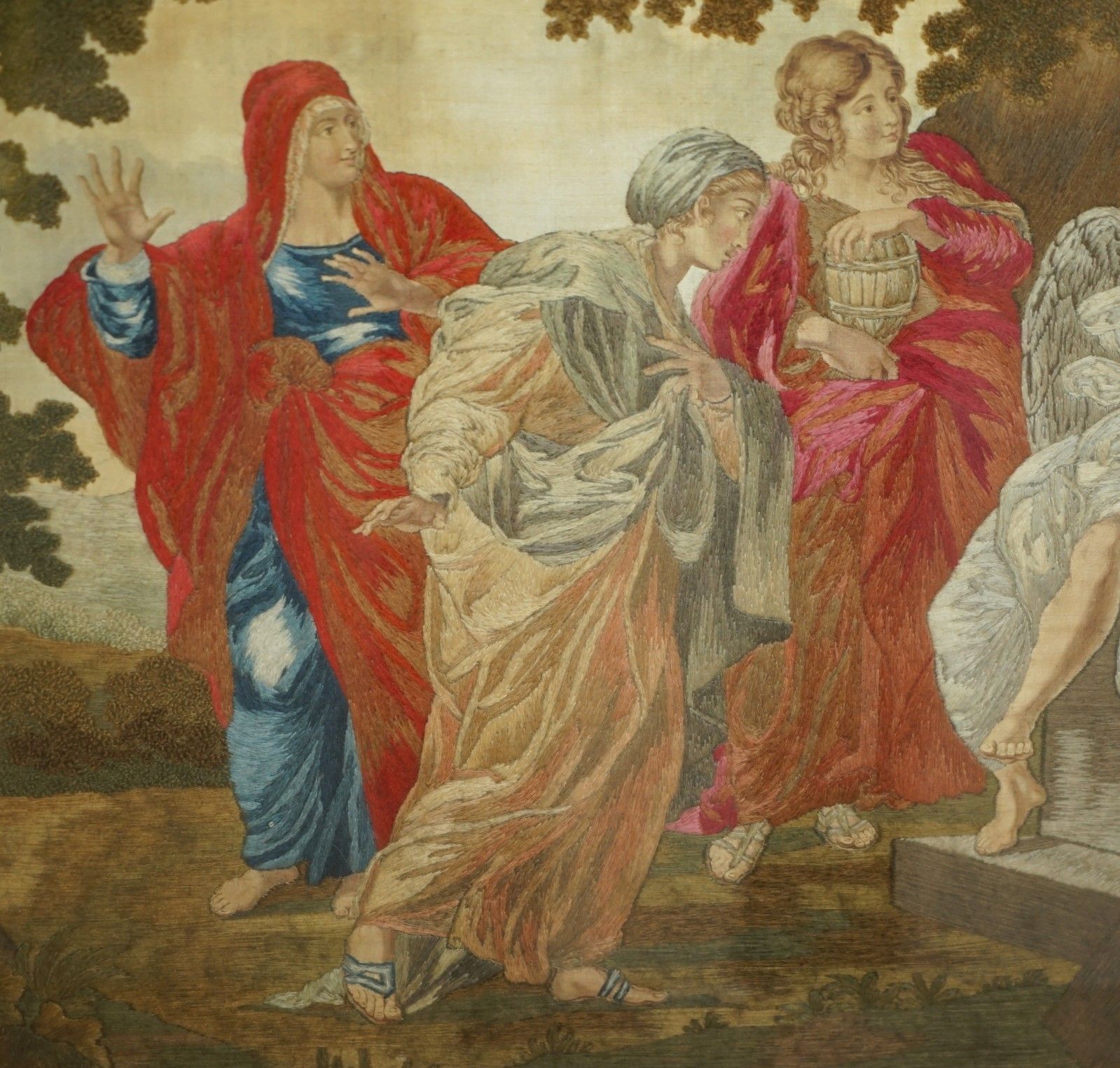 photo furniture Fine 1860 Silk Embroidery Of Annibale Carracci 1598 The Three Marys At The Tomb