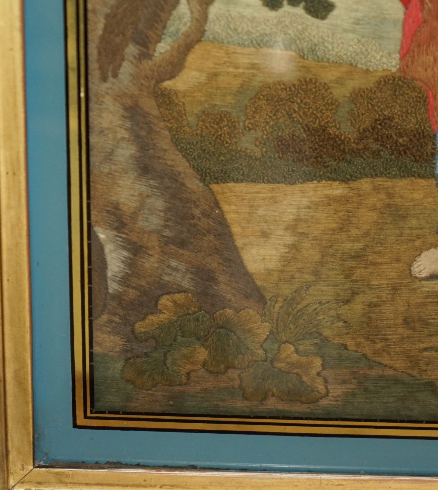 photo vintage Fine 1860 Silk Embroidery Of Annibale Carracci 1598 The Three Marys At The Tomb