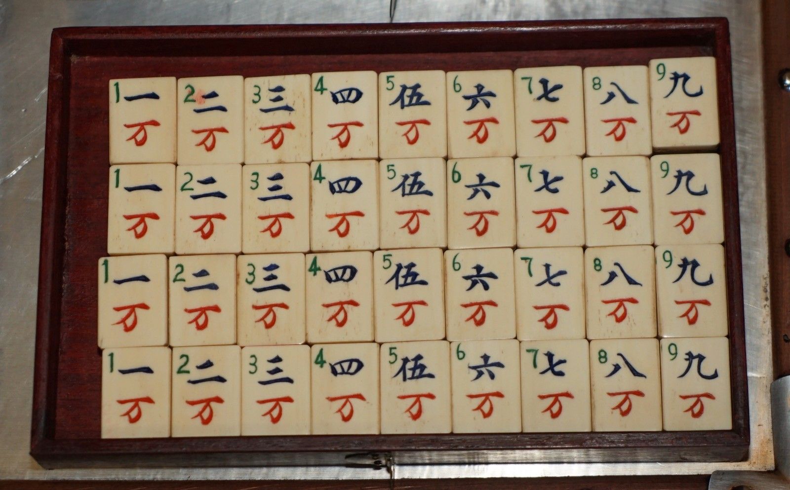 photo vintage Antique Collectable Mahjong Circa 1920's Chinese Export Period Hand Carved Case