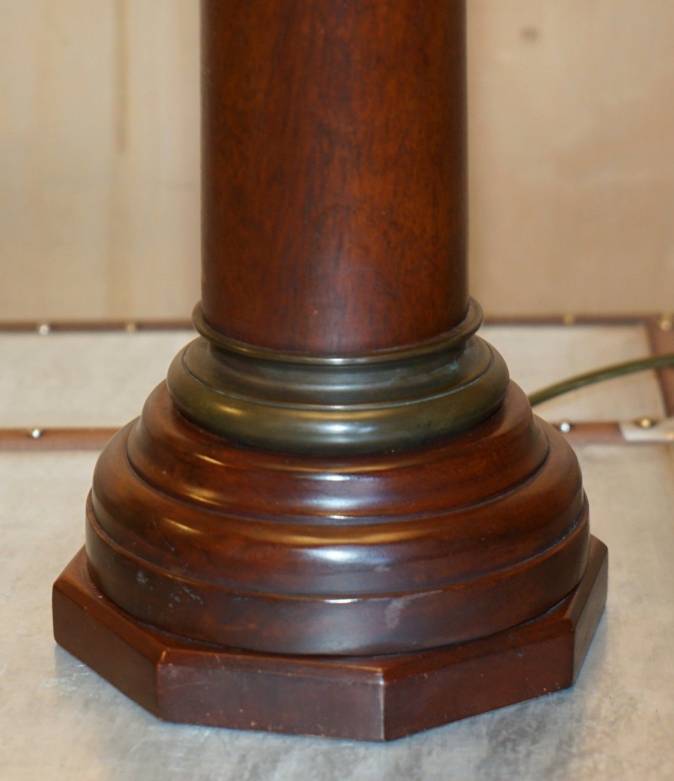 Pair Of Huge 95cm Grand Tour Style Roman Corinthian Pillar Brass Desk Lamps photo buy
