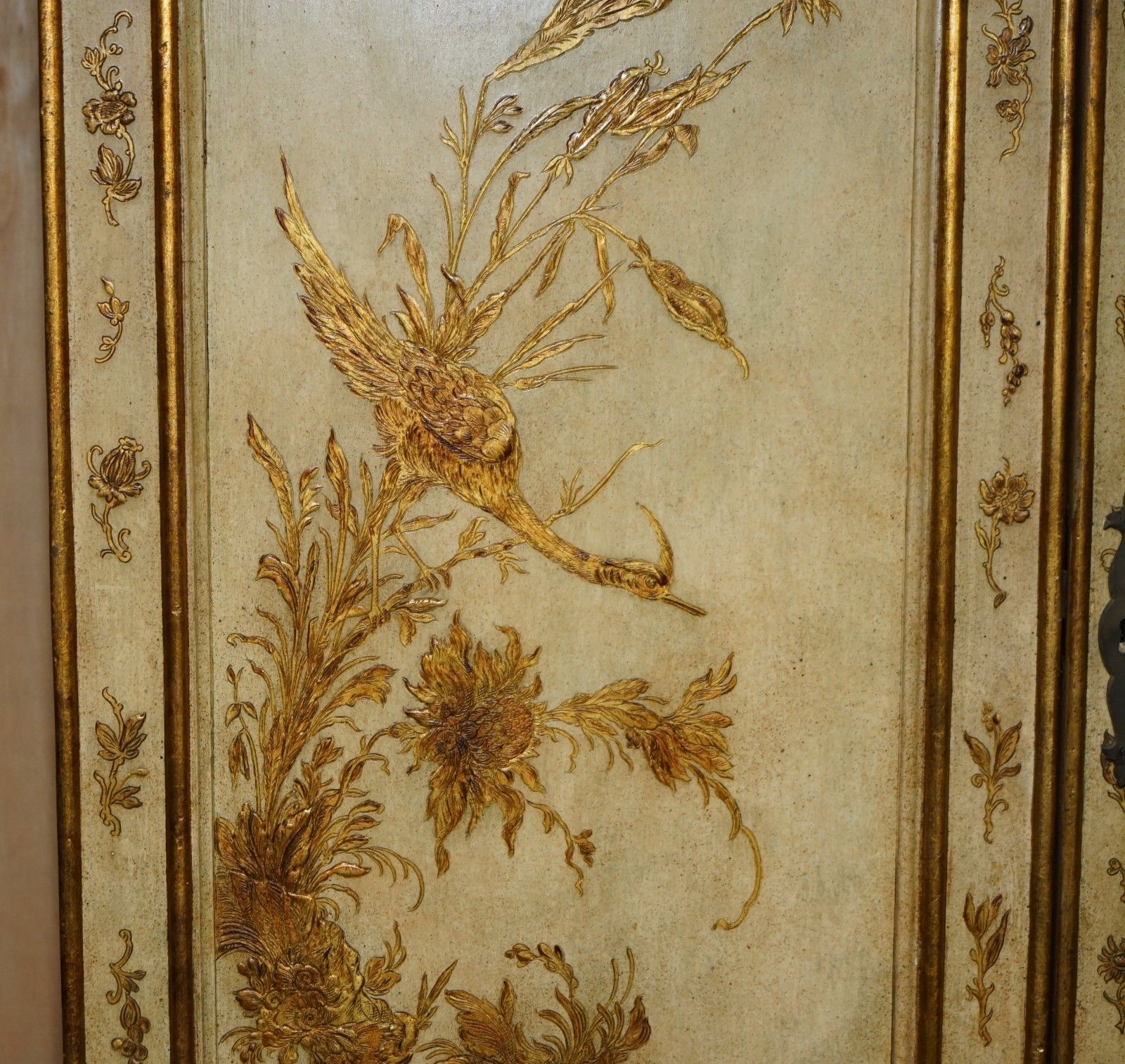 photo furniture Circa 1900 Venetian Chinoiserie Decorated Parcel Gilt Bureau Bookcase Drawers