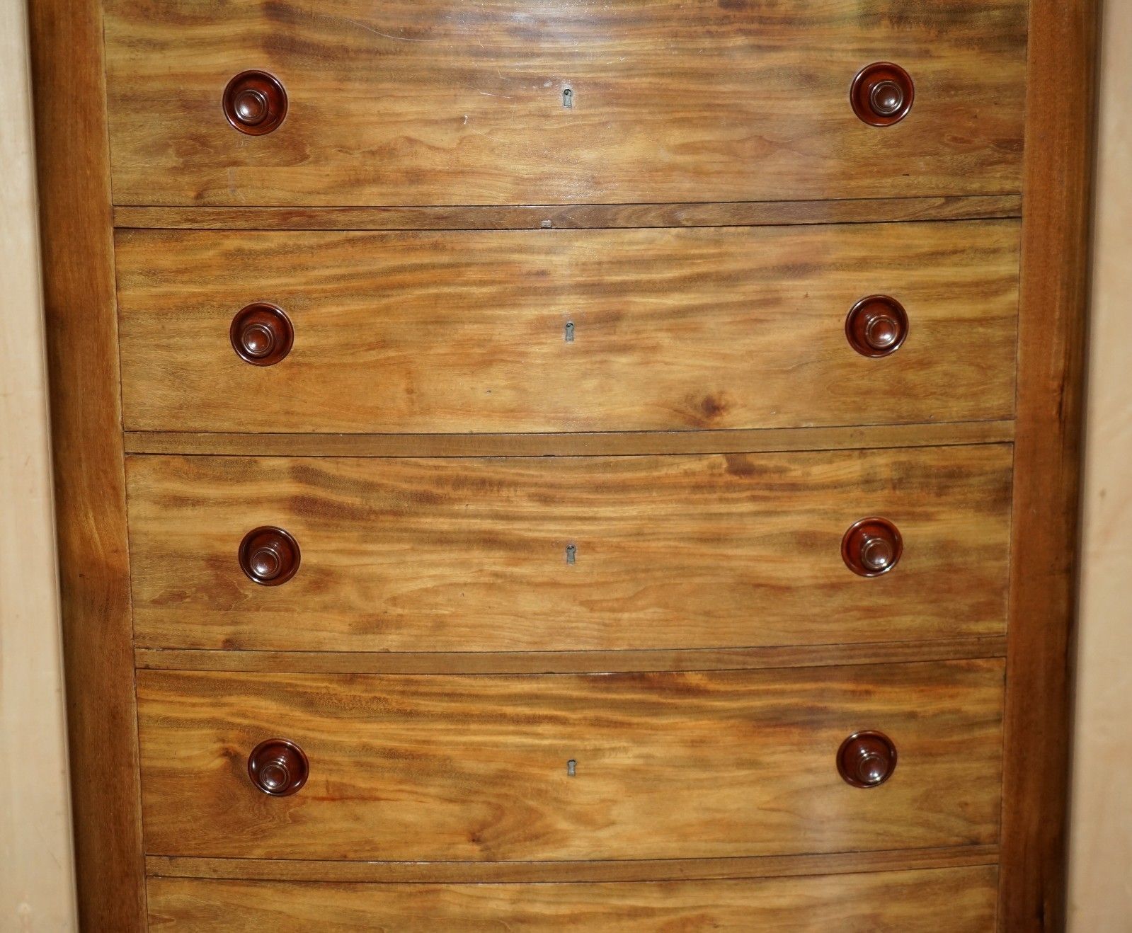 Pair Of Antique Estate Made Bow Fronted 168.5cm Walnut Tallboy Chest Of Drawers photo 9950.0