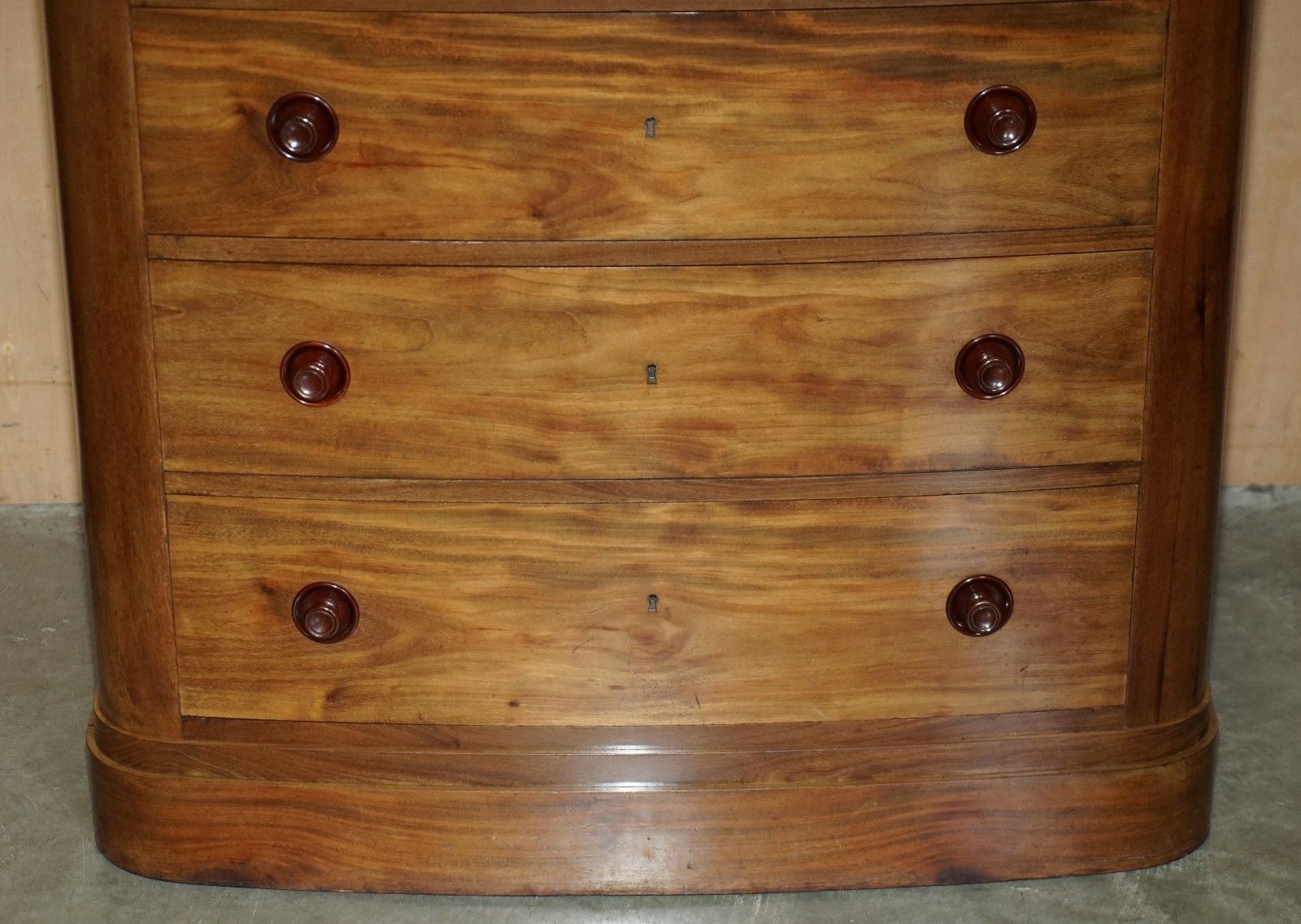 Pair Of Antique Estate Made Bow Fronted 168.5cm Walnut Tallboy Chest Of Drawers photo vinterior