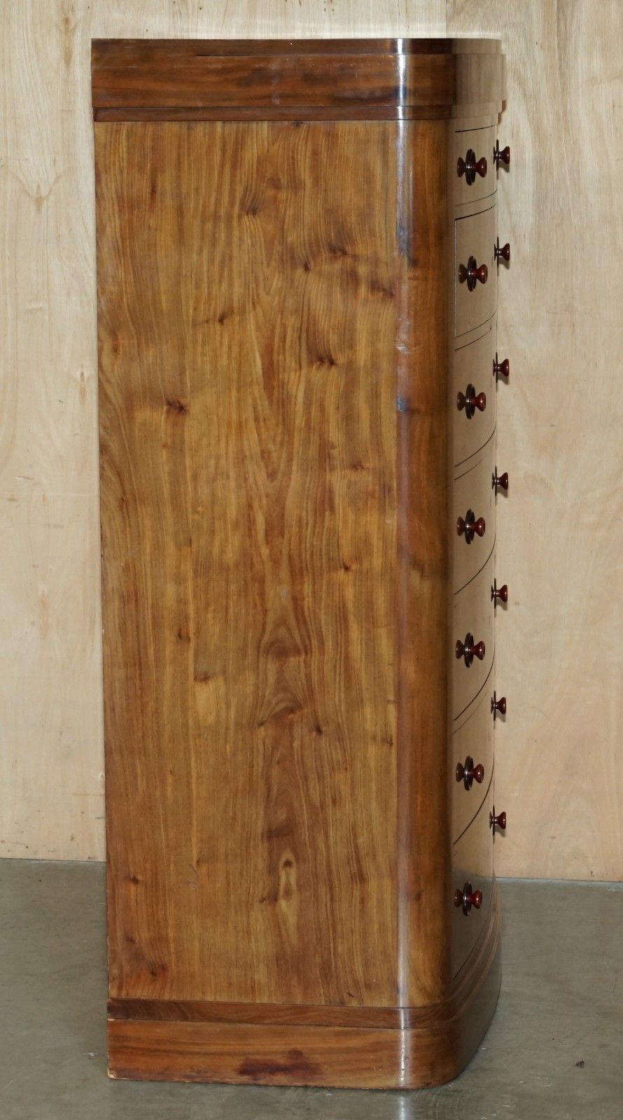 photo furniture Pair Of Antique Estate Made Bow Fronted 168.5cm Walnut Tallboy Chest Of Drawers