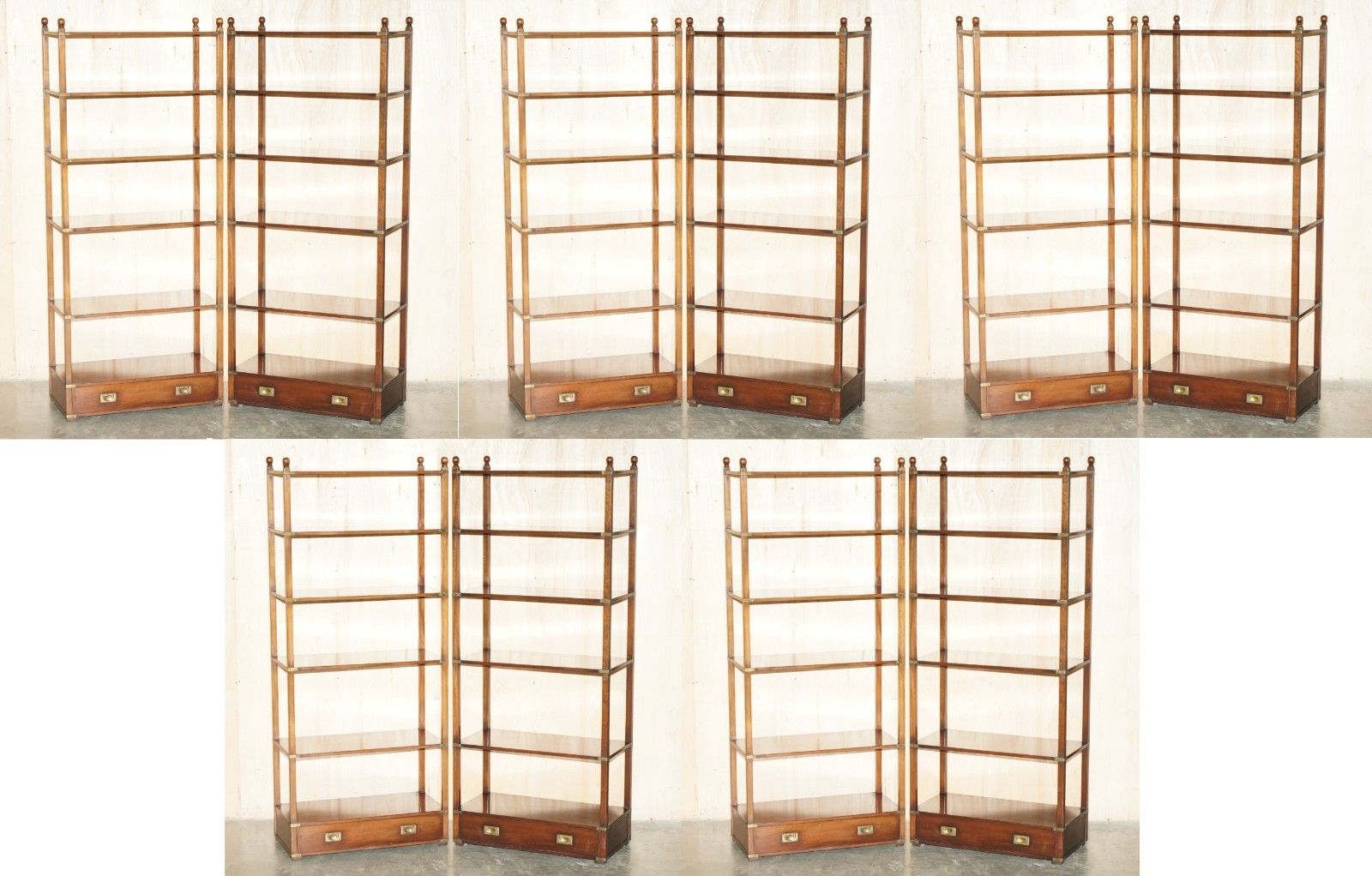 11 Harrods Kennedy (10 Meters) Military Open Library Mahogany Display Bookcases photo furniture