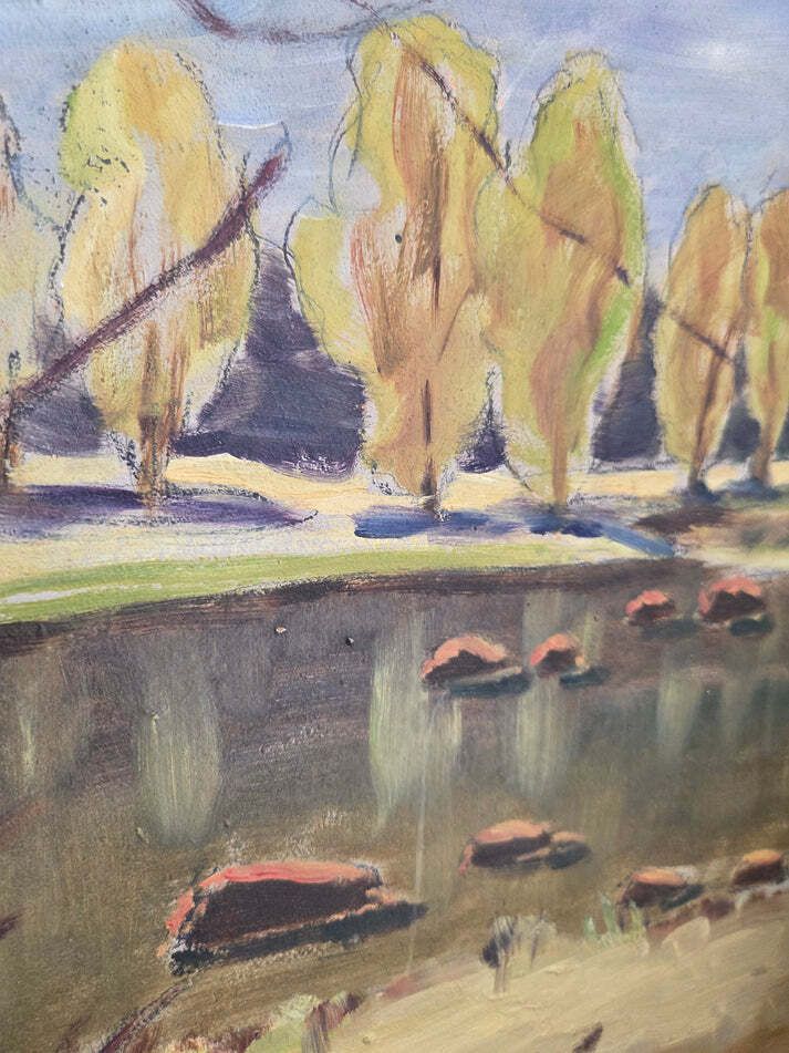 Swedish Fields And Woods Oil Painting By Eric Nadirn 1943 photo furniture