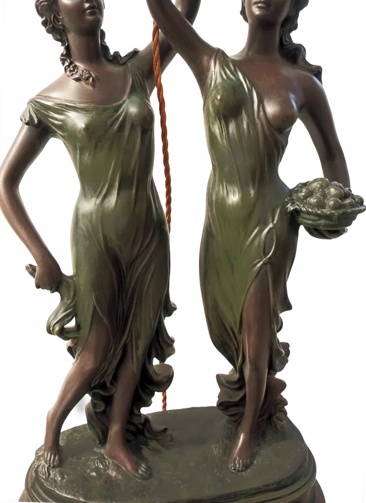 Art Nouveau Bronze Composite Figural Table Lamp photo for sale
