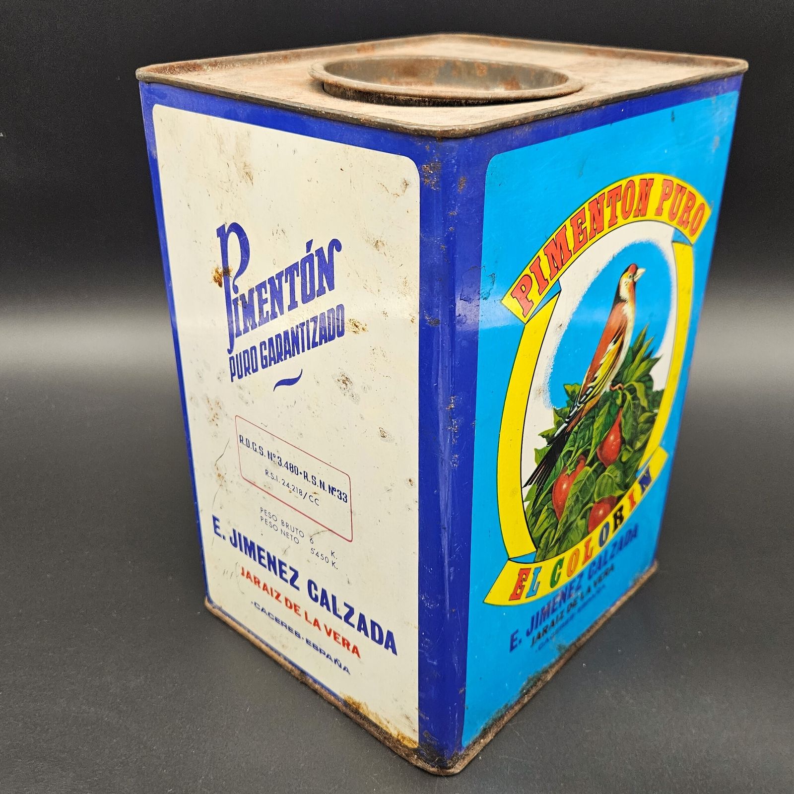 Rare Advertising Tin Can By Pimentón Puro De Jaraiz De La Vera. 1920   1930 photo furniture