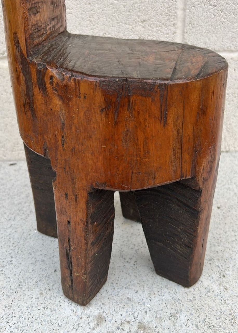 Mid 20th Century Hand Carved Burmese Hardwood Chair In Solid Padauk photo Furniture