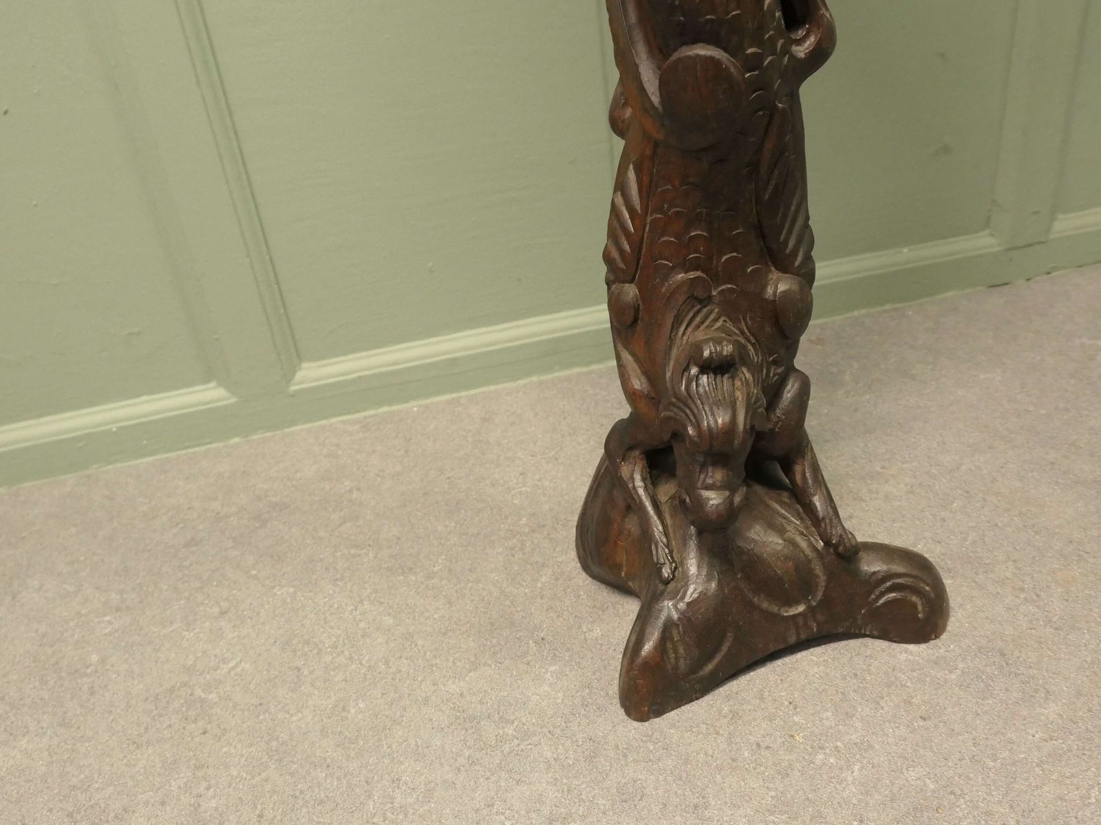 19th Century Carved Oak Caryatid Pedestal photo Home Decor