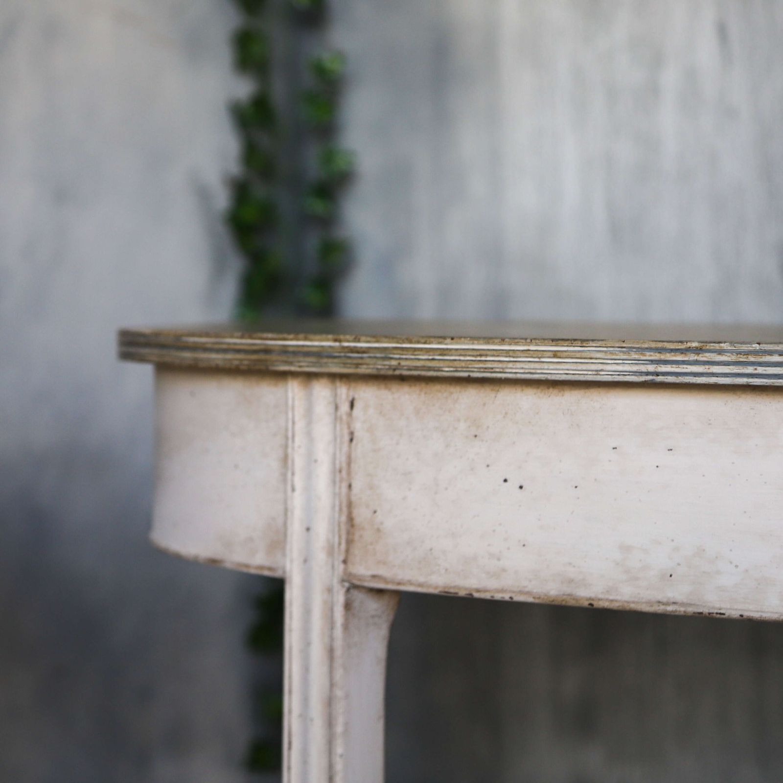 photo vintage Pair Of Georgian Demi Lune Console Tables   Hand Painted Faux Marble Tops Marlborough Legs