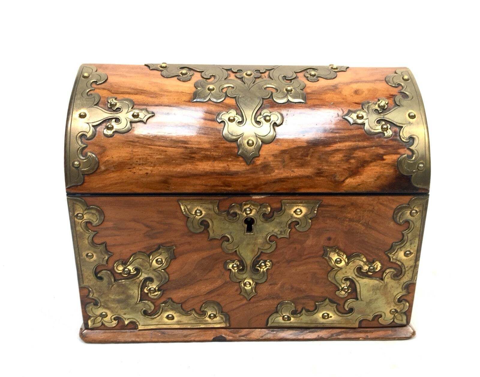 Home Decor Antique Victorian Walnut & Brass Tabletop Stationery Box Cabinet / Letter Rack photo
